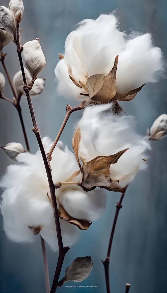 dark-white-and-light-aquamarine-cotton-flower-close-up