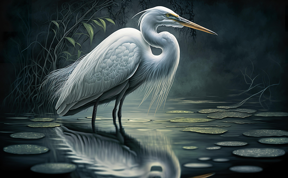 egret-standing-above-water