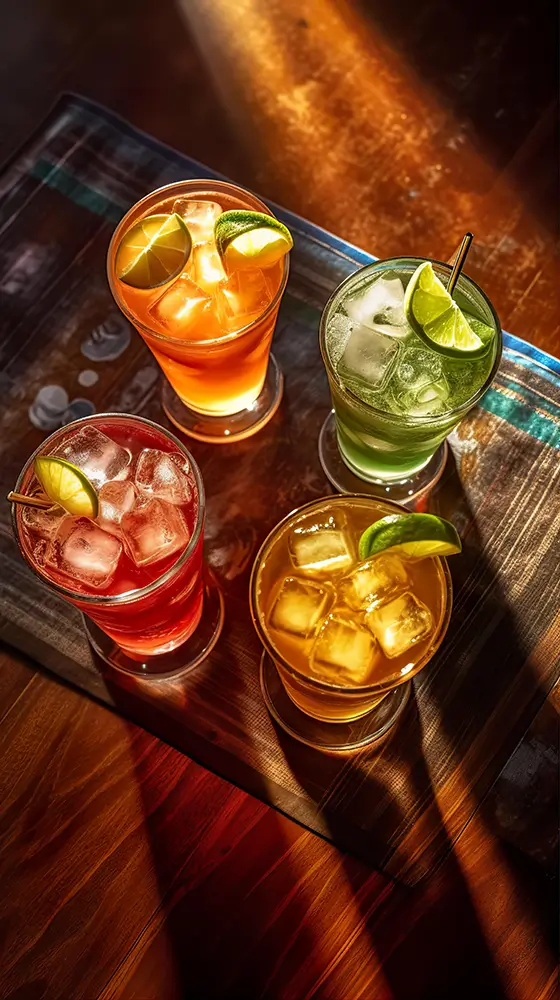 top-view-of-four-cocktails