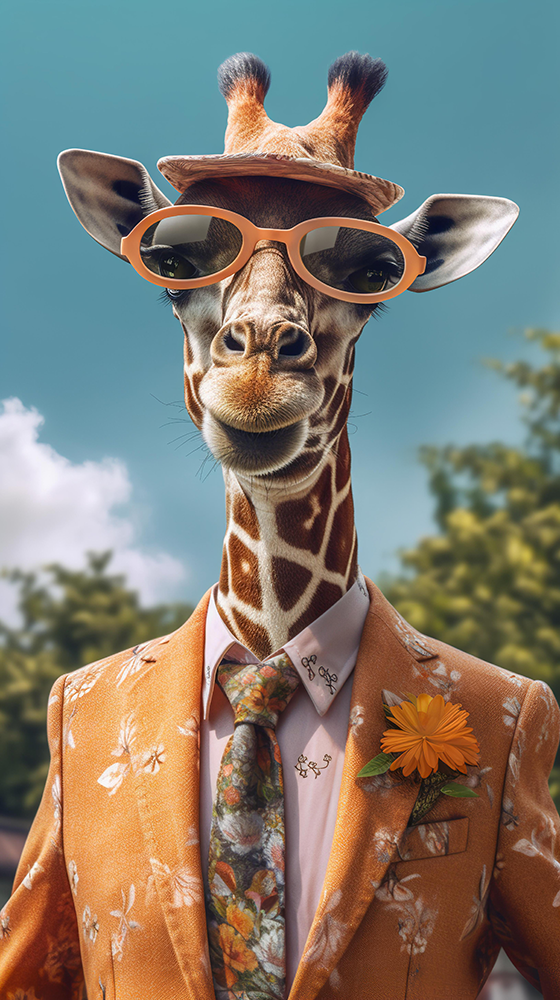 portrait-of-a-giraffe-in-an-elegant-summer-outfit
