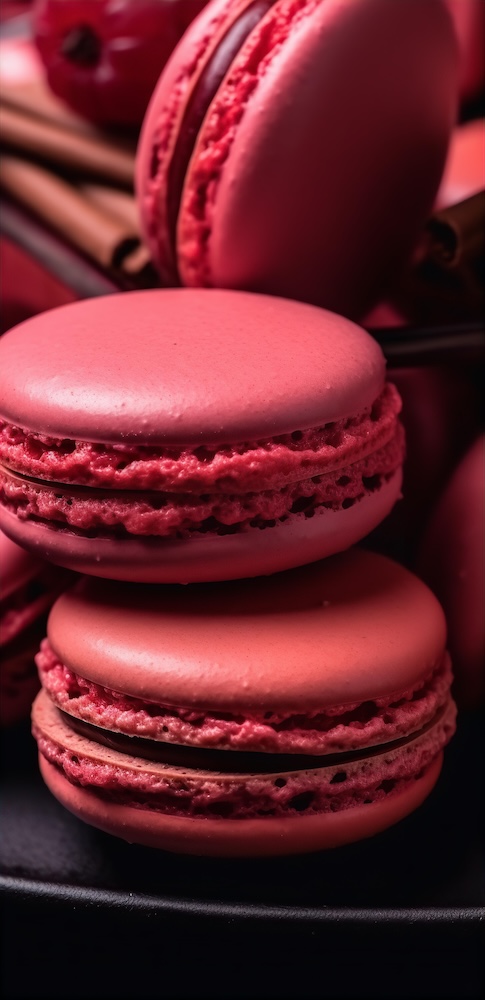 red-macarons-on-a-plate-in-the-style-of-monochromatic-mastery