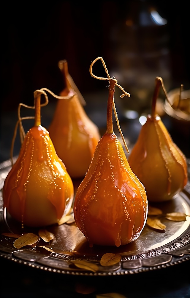 decorated-candied-orange-pears-with-candied-nuts