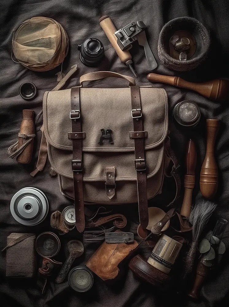 bag-with-various-items-near-it