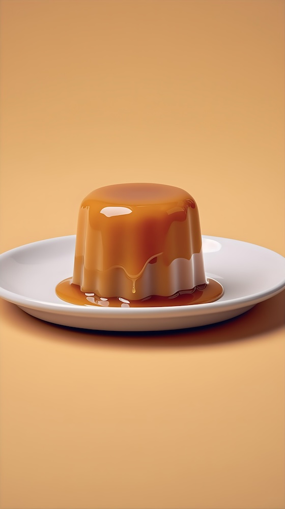 dish-of-caramel-pudding-on-a-plate