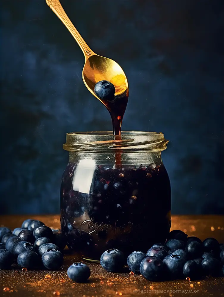 spoon-pouring-jam-from-a-jar-with-blueberries