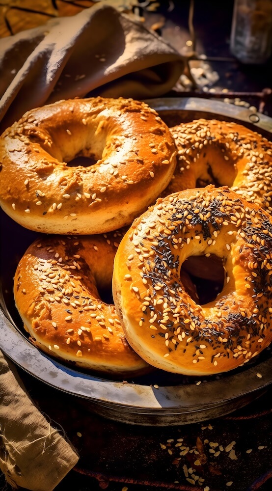 bagels-sitting-on-toasted-metal-pan-with-seeds