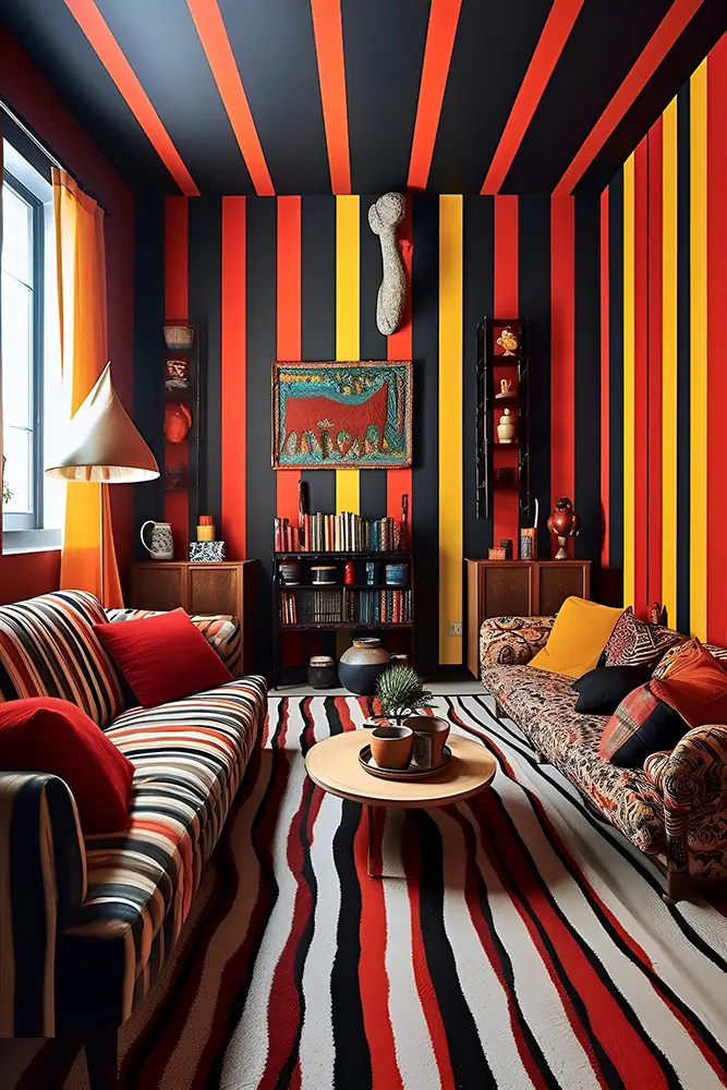 living-room-with-colorful-stripes-on-the-walls