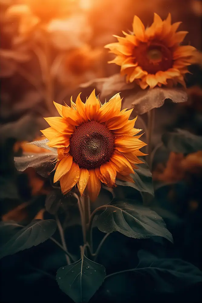 sunflowers-growing-in-a-field-with-sunlight-behind-them