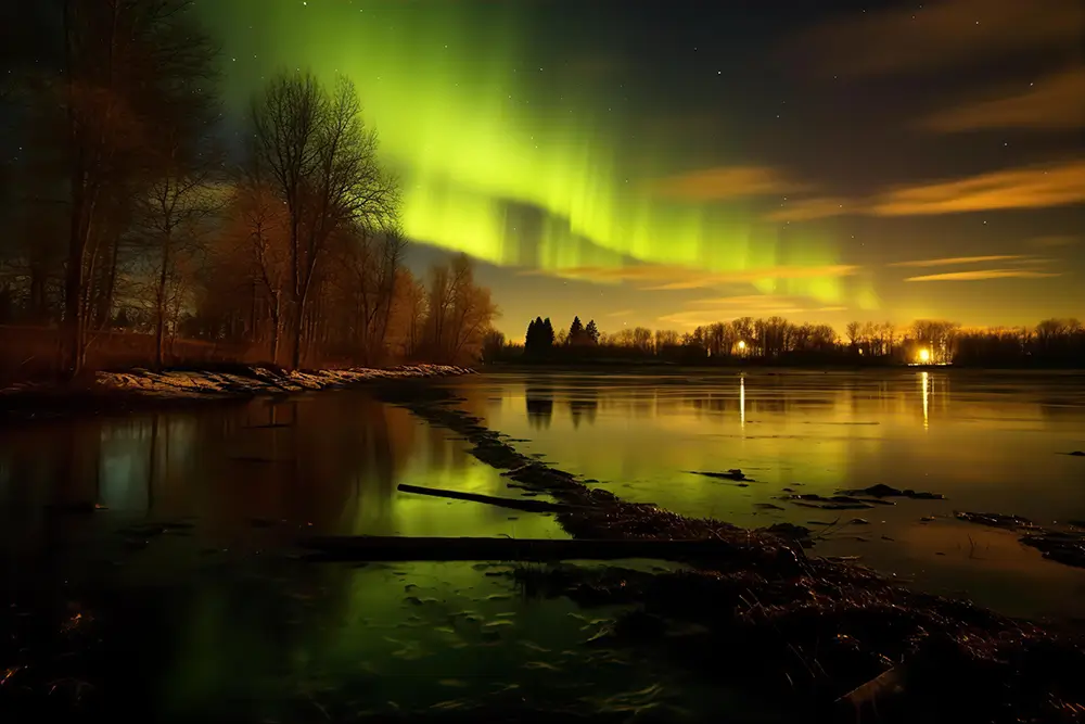 northern-lights-visible-over-a-body-of-water