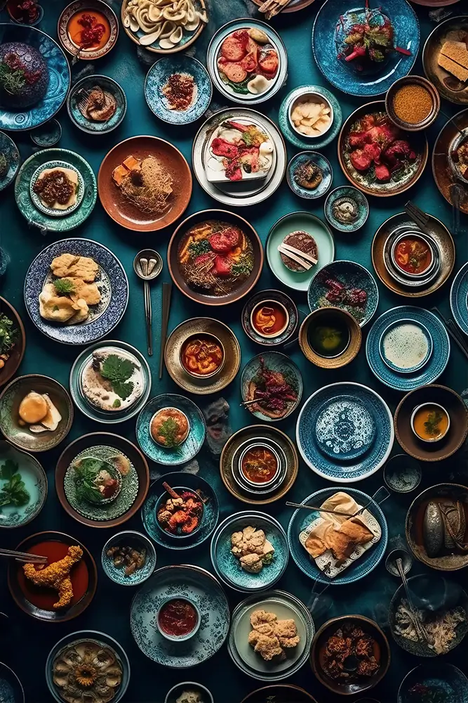 buffet-with-bowls-with-many-plates-and-dishes-with-food-on-them