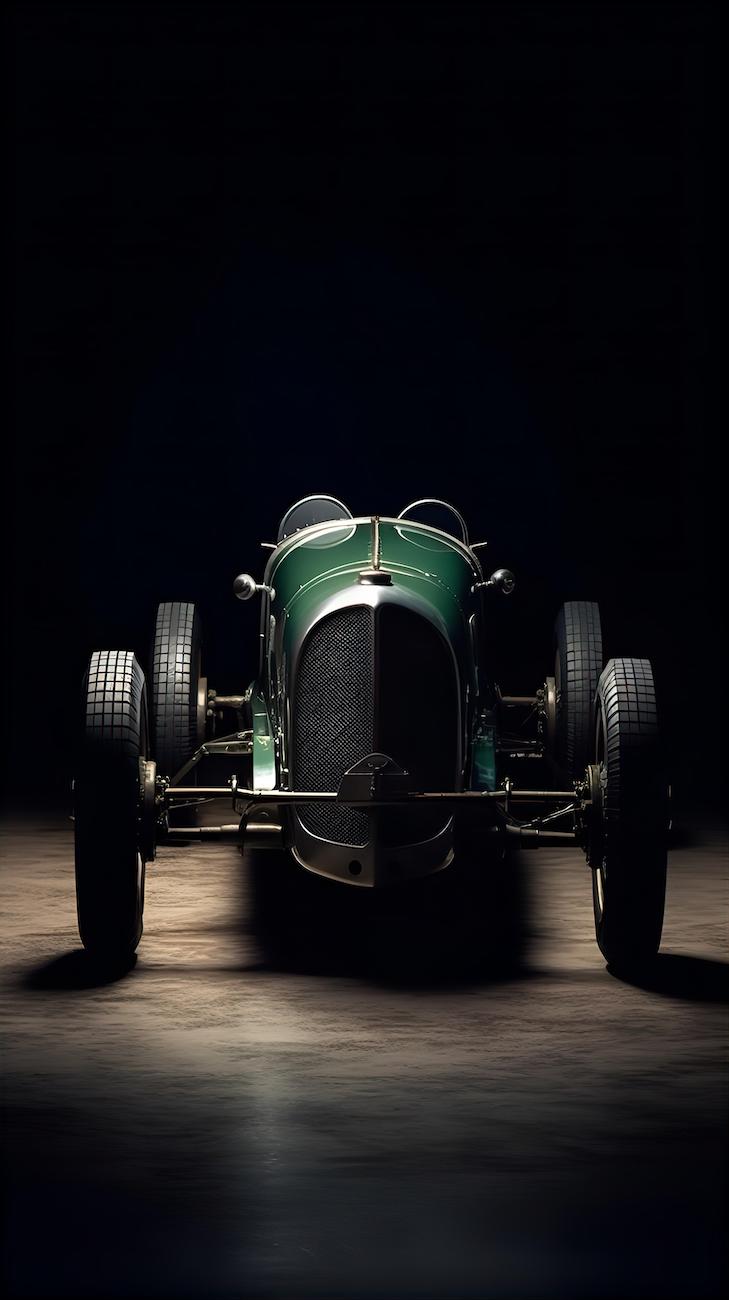 green-racing-car-in-black-background