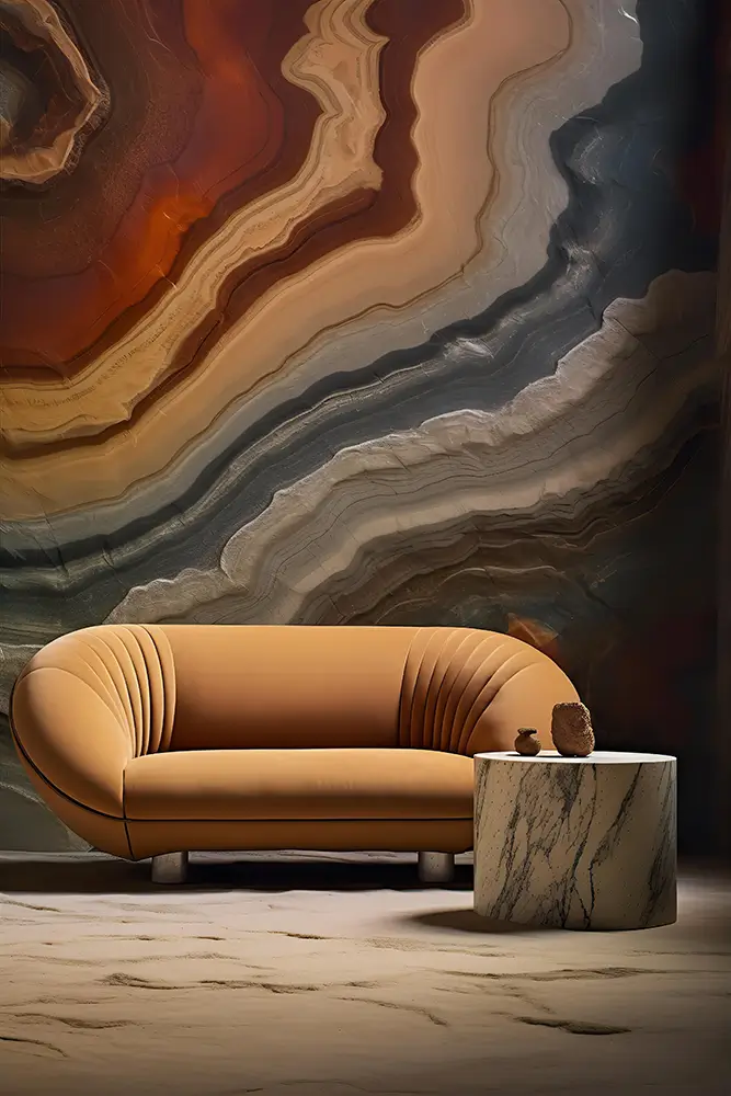 a-leather-sofa-next-to-a-sculpture-made-of-marble