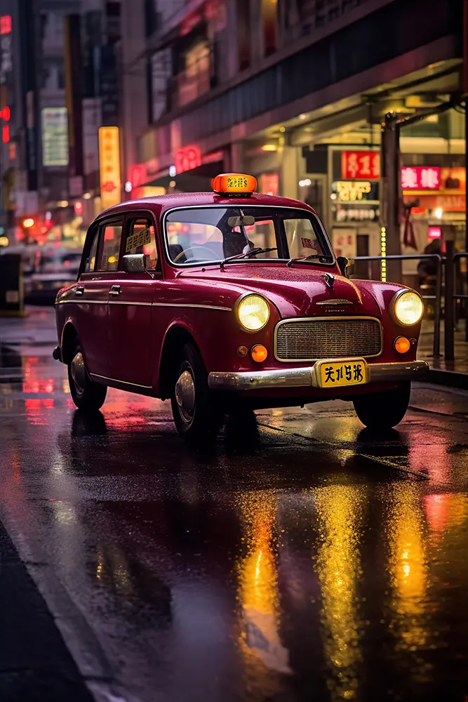 a-red-taxi-parked-on-the-road