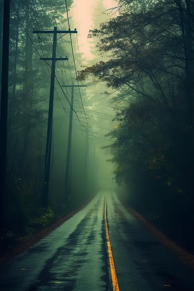 road-between-two-trees-through-the-mist