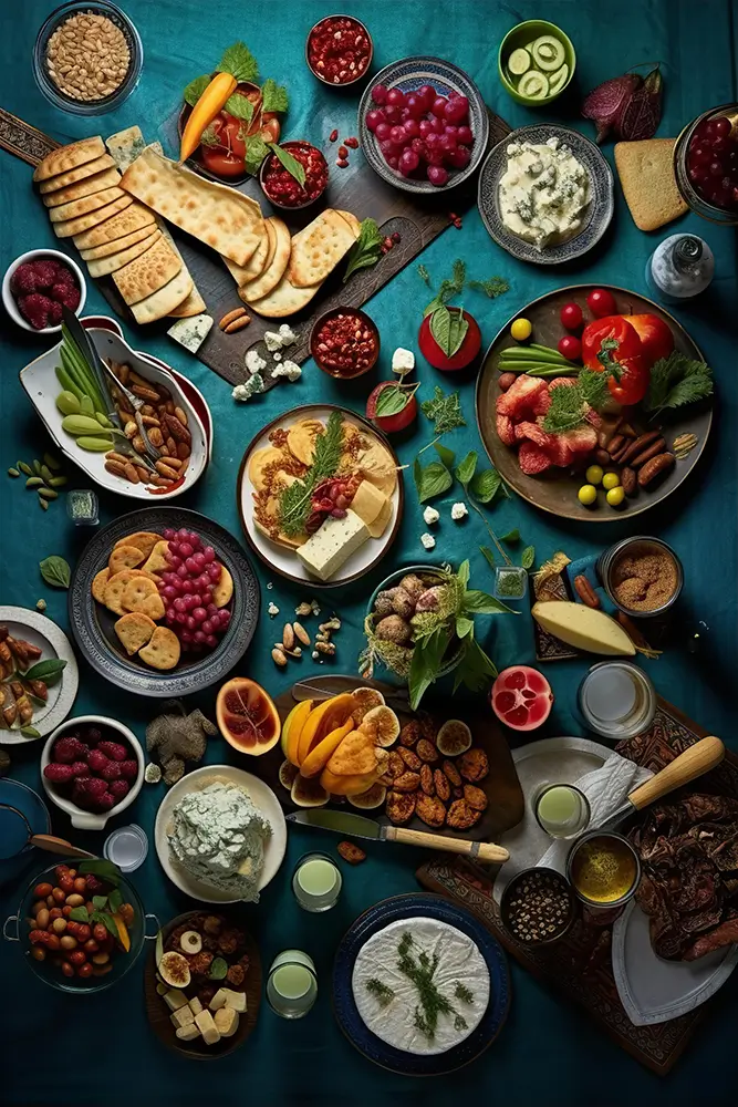 a-table-full-of-various-foods-and-different-kinds-of-dish