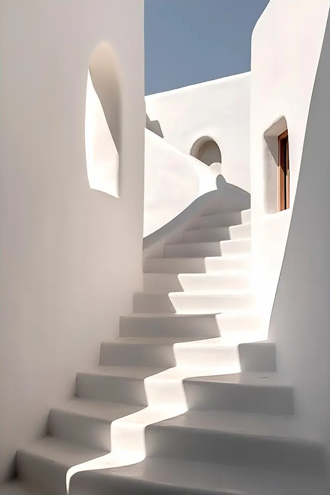 a-white-house-with-stairs-and-white-walls