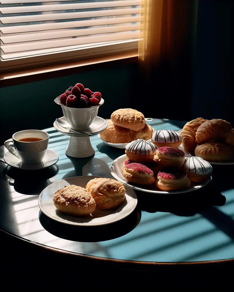 an-assortment-of-pastries-is-on-a-table