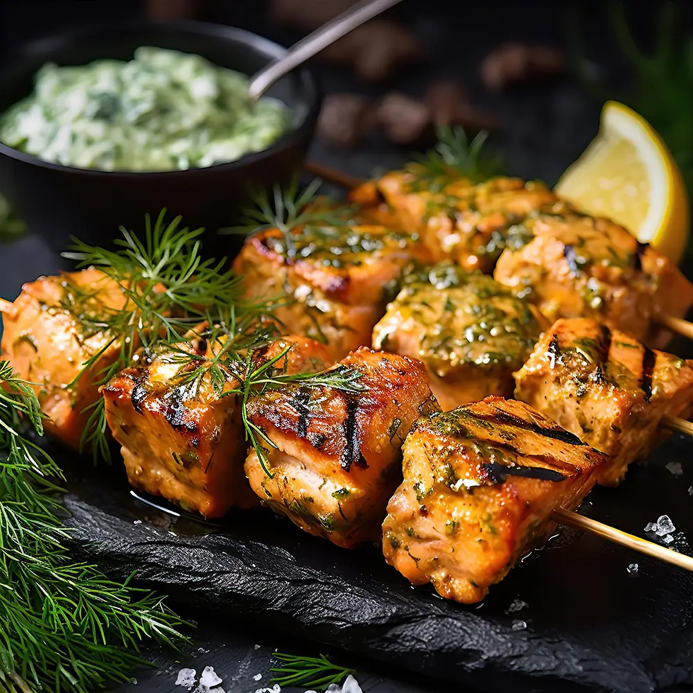 grill-skewered-salmon-with-herbs-and-herb-dip