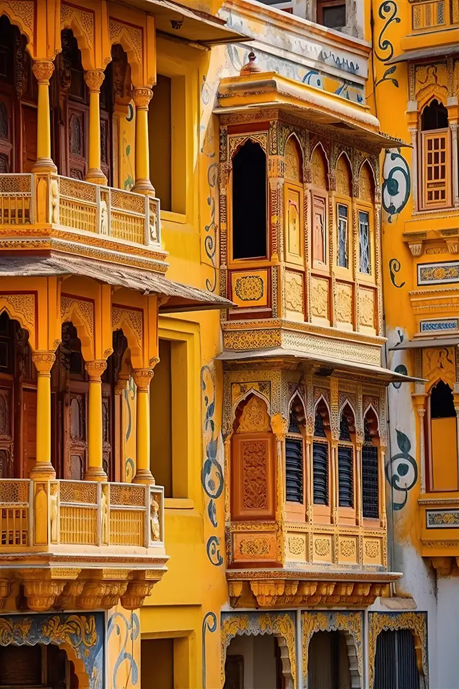 yellow-indian-houses-in-the-style-of-intricate-patterns