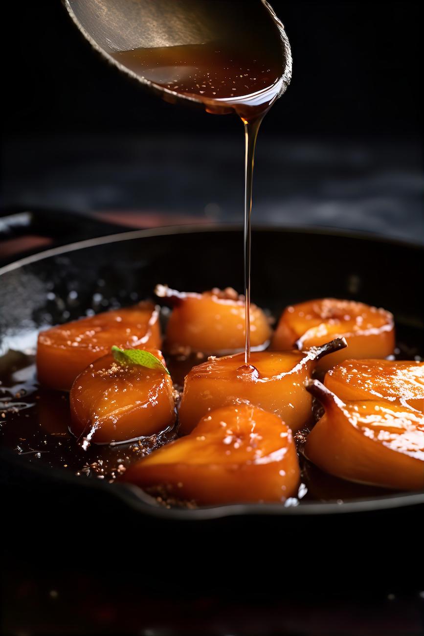 pears-on-a-black-pan-with-brown-sugar