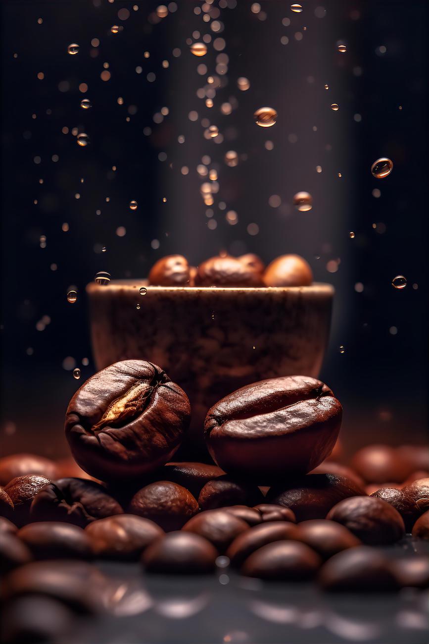 two-roasted-coffee-beans-are-in-the-air