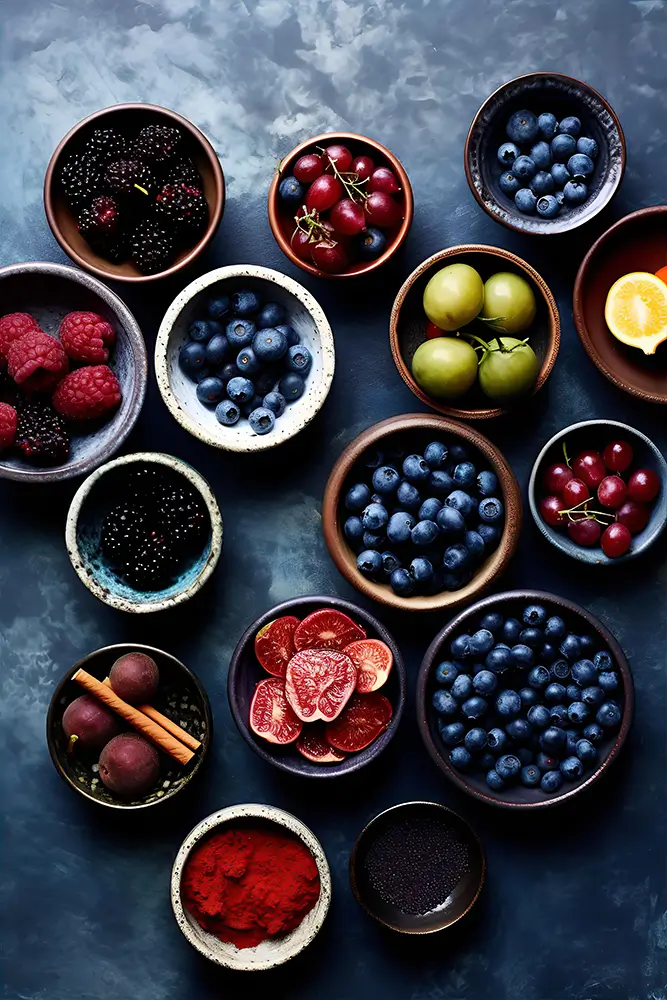 various-bowls-with-fruit-salads-and-various-spices