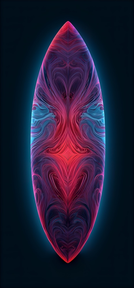 blue-background-pink-and-purple-shape-of-a-surfboard