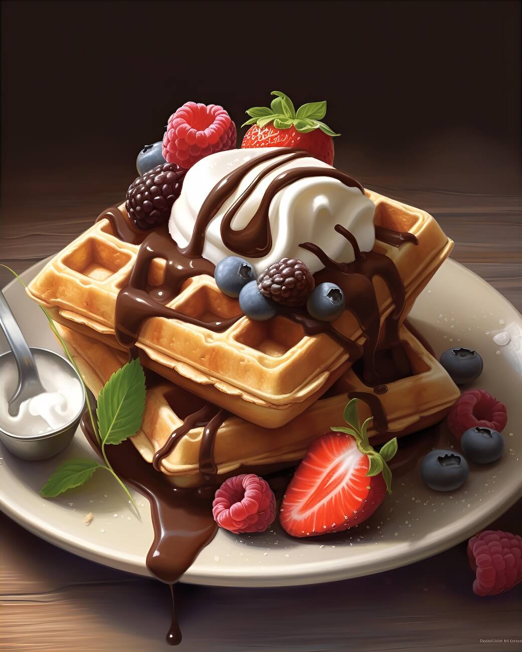 image-of-waffles-and-chocolate-on-a-plate