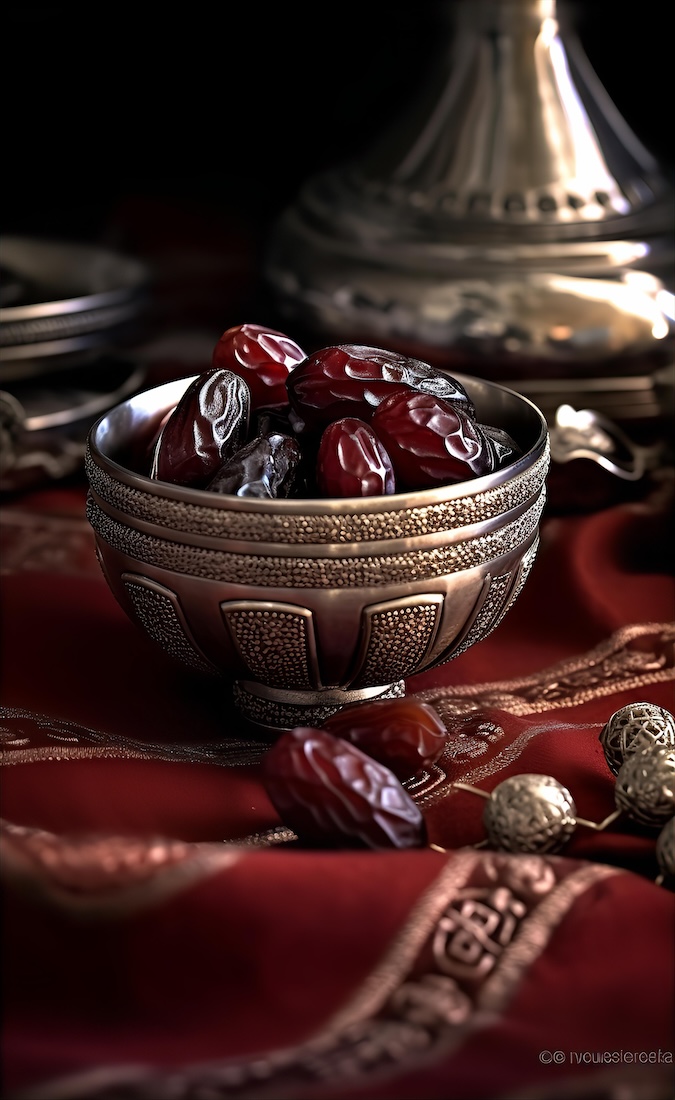 dates-sitting-in-a-silver-bowl-on-wood
