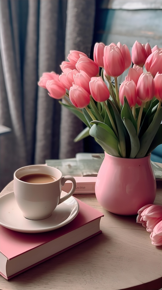tulips-and-a-pink-knit-sweater-next-to-coffee