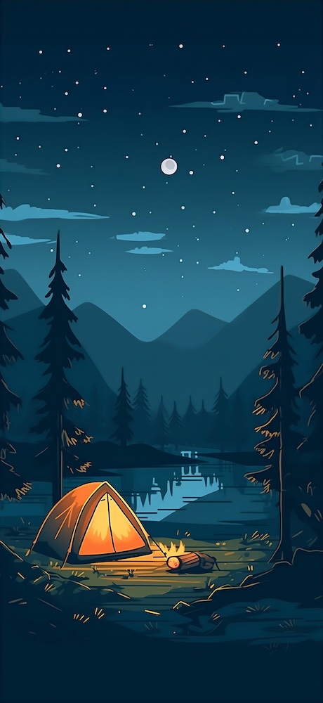 clip-art-image-of-an-camp-area-at-night