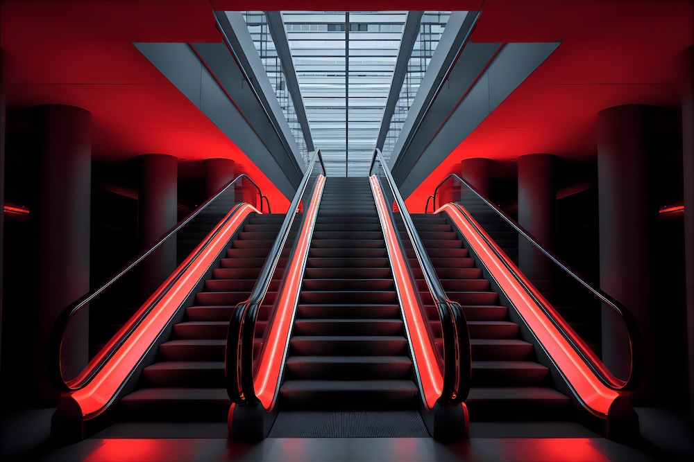 small-stairway-leads-to-a-long-red-lighted-walkway