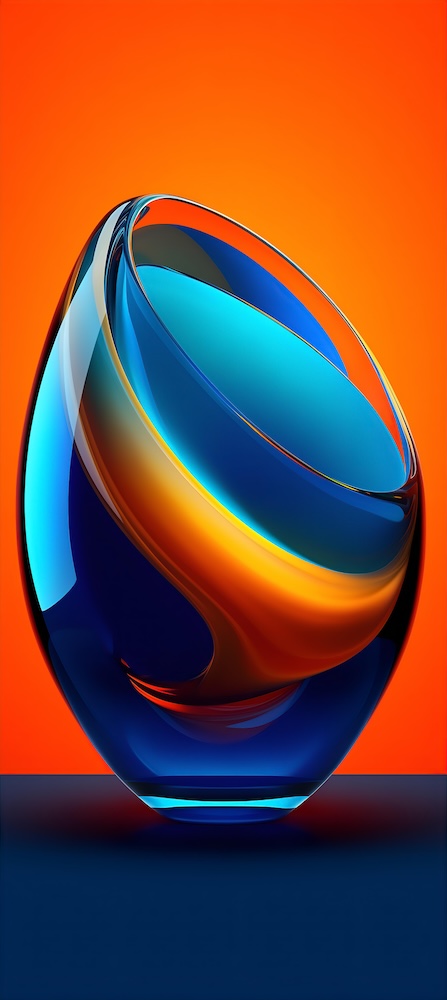 orange-and-blue-3d-glass-object-on-top-of-a-blue-background