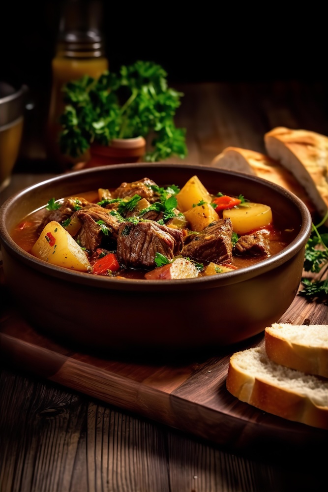 beef-stew-for-dinner-with-potatoes-on-a-wooden-board