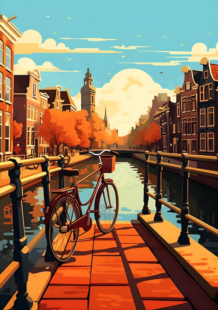 illustration-of-a-bicycle-on-the-amsterdam-bridge