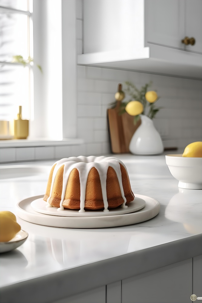lemon-bundt-cake-on-a-marble-plate-in-kitchen