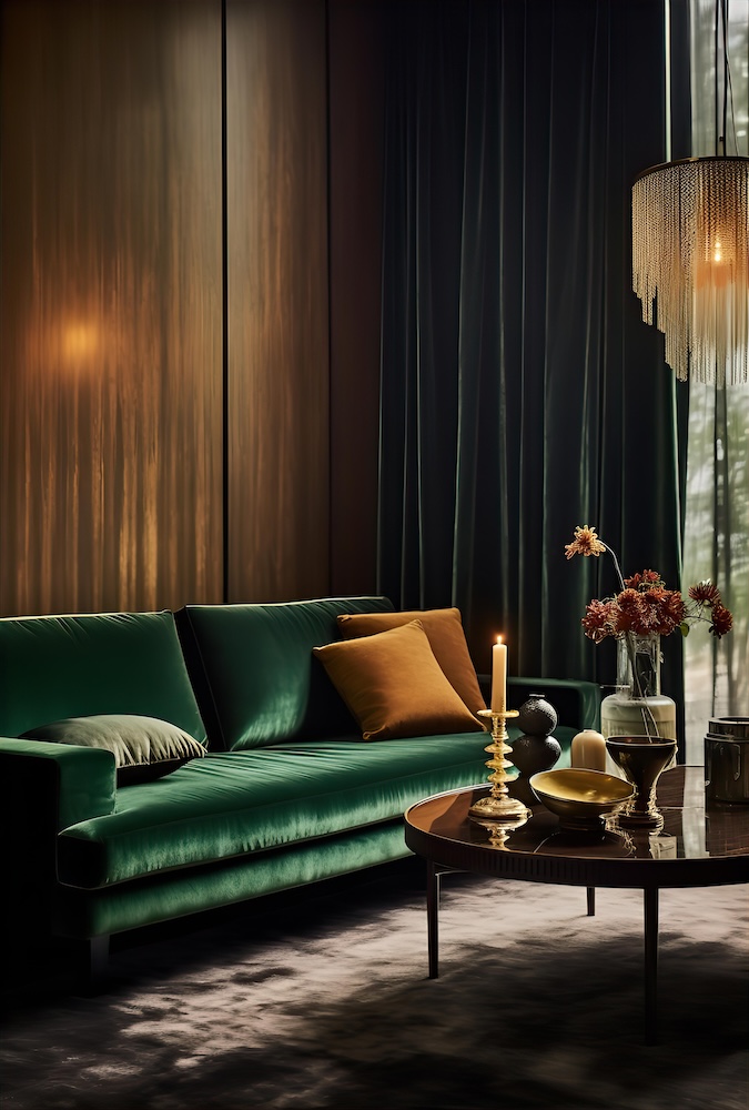 luxe-living-room-green-velvet-sofa