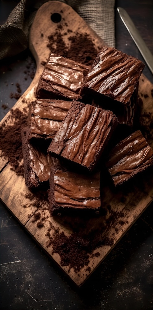 several-brownie-bars-on-a-board-in-the-style-of-dramatic-shading