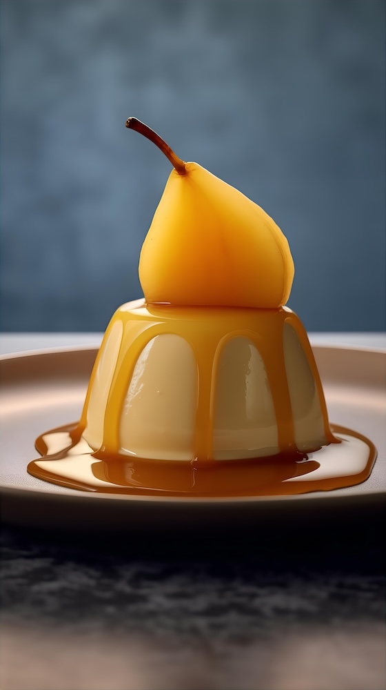 glossy-sweet-pear-dessert-served-on-a-bed-of-honey