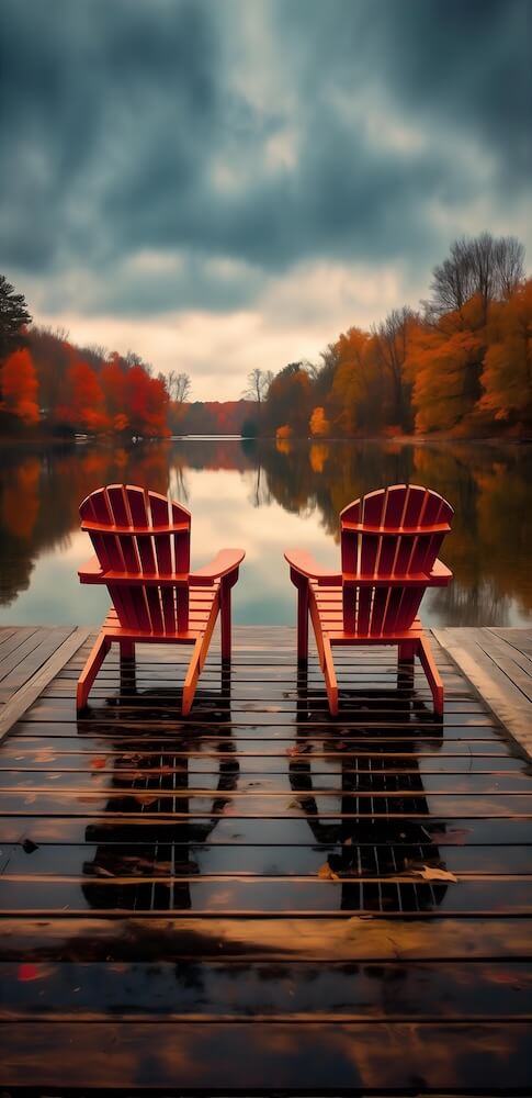 two-chairs-on-a-dock-under-an-autumn-sky