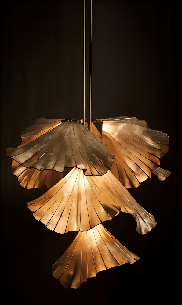 modern-light-fixture-made-from-metal-ginkgo-leaves