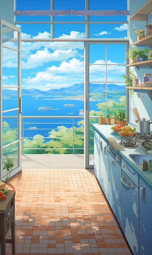 painting-that-has-a-scene-with-a-kitchen-with-windows-in-front