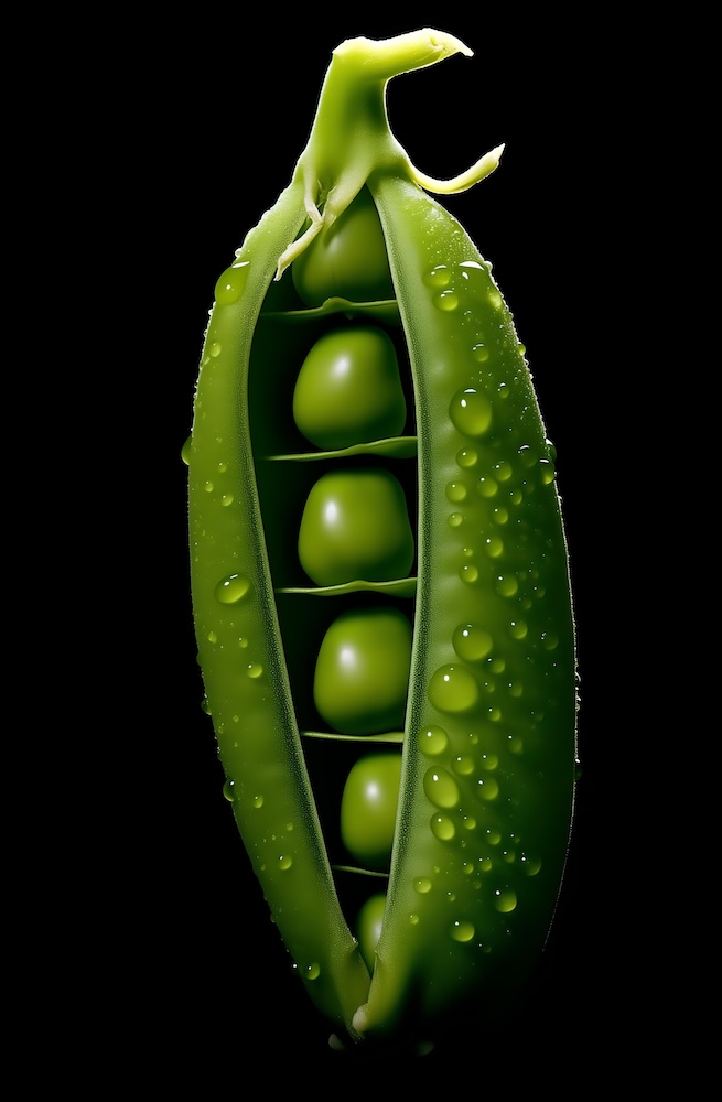 peas-in-a-green-pod-with-a-black-background
