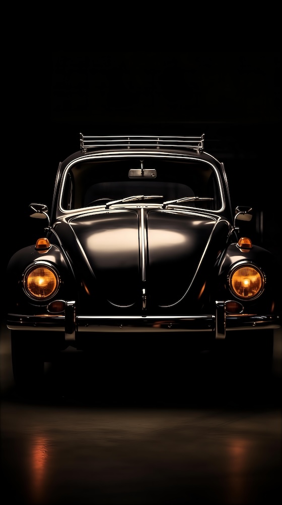 vintage-volkswagen-beetle-parked-in-the-dark
