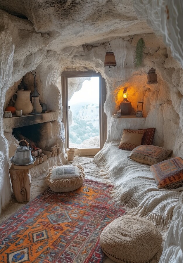 primitive-bedroom-in-a-cave-in-cappedocea