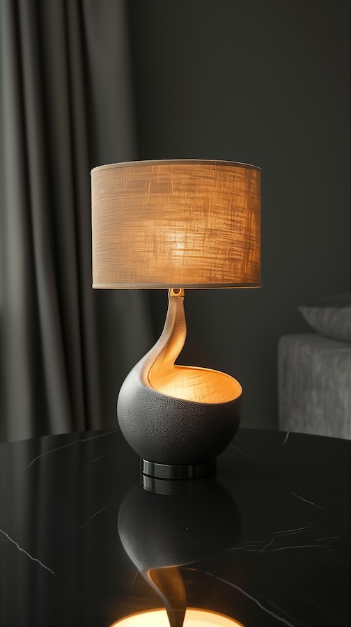 table-lamp-on-a-black-table-in-a-black-elegant-interior