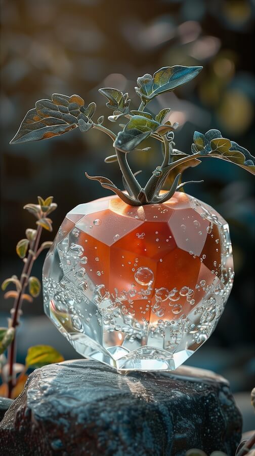 transparent-crystal-diamond-cut-and-a-white-transparent-tomato