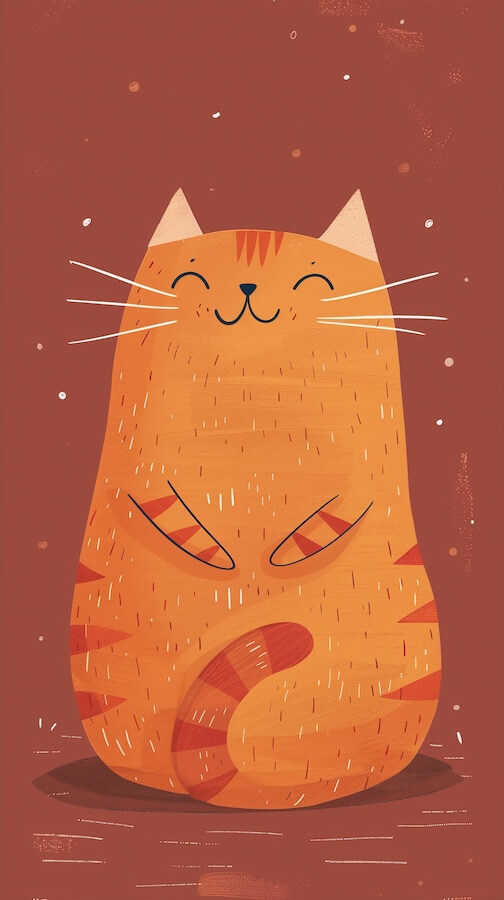minimalistic-drawings-of-a-chubby-big-orange-cat