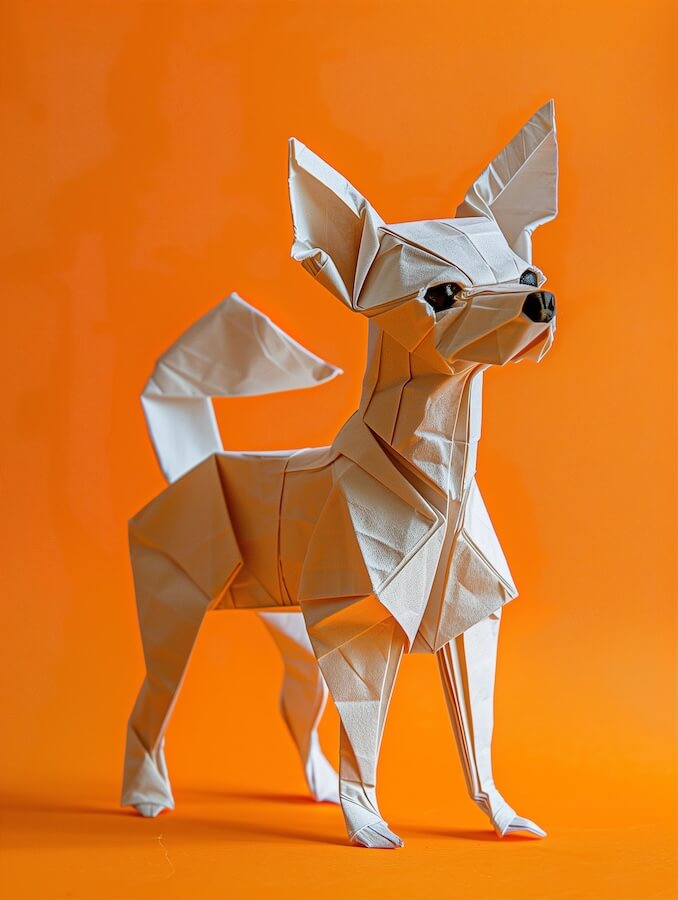 simple-origami-dog-on-an-orange-background