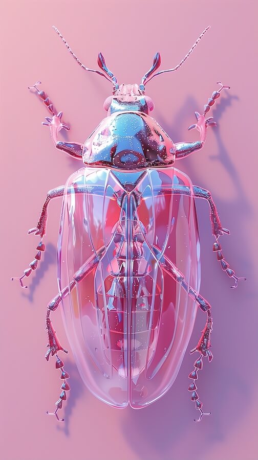 clear-glass-beetle-is-sitting-on-a-pink-surface